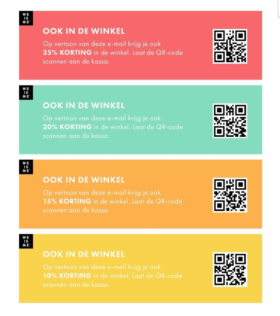 Tot 25% korting door diverse WE Fashion Korting QR Code's Aanbiedingen