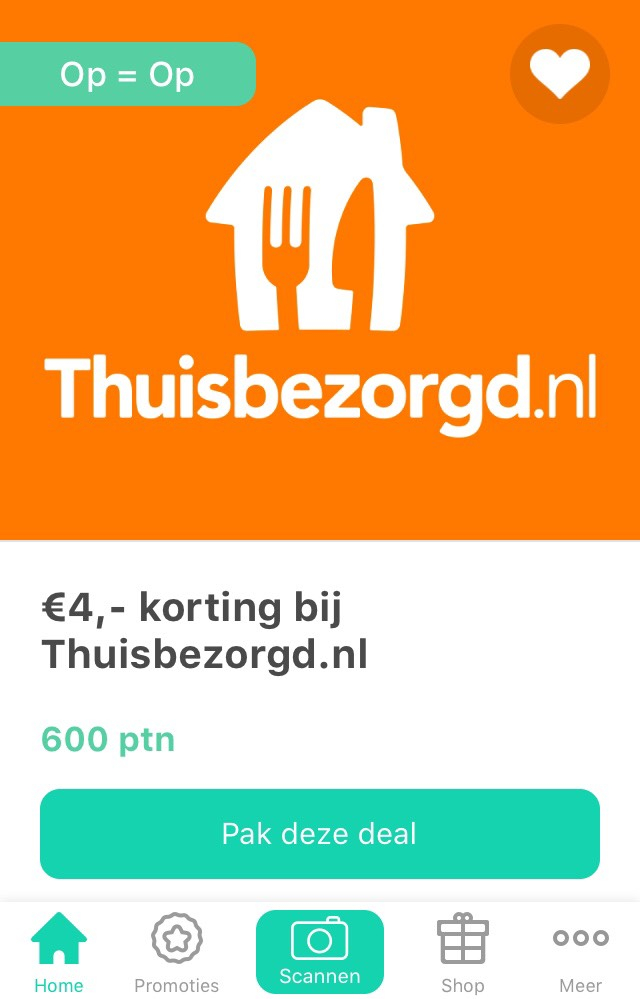 €4 Korting bij Thuisbezorgd voor 600 Tessa punten Aanbiedingen