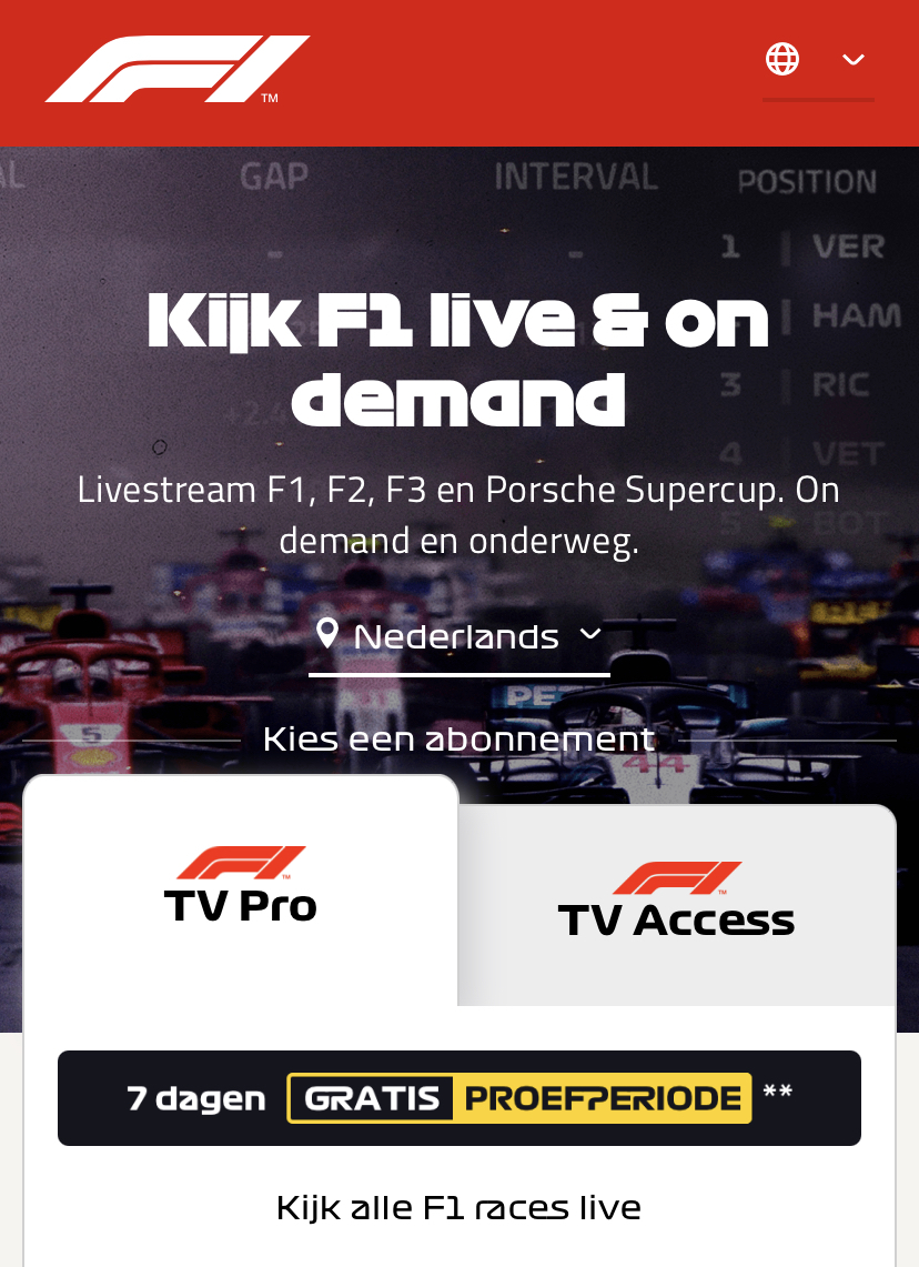  F1TV pro F1 gratis 7 dagen pas - Pepper.com