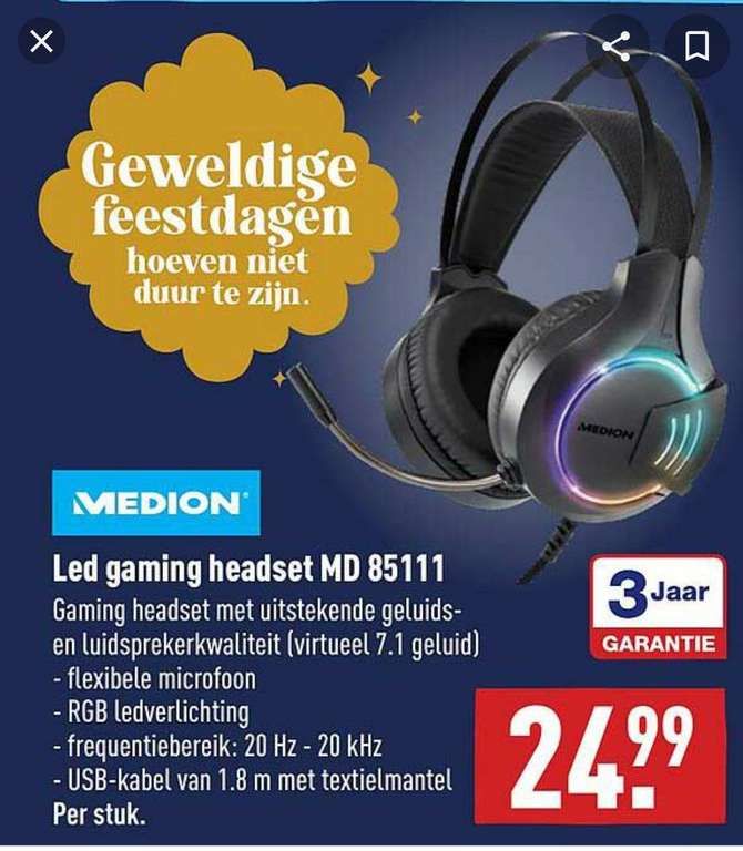 MEDION Led gaming headset MD 85111 voor 20 euro