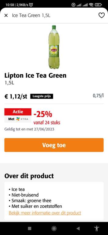 Lipton Icetea Green bij onze zuiderburen spotgoedkoop