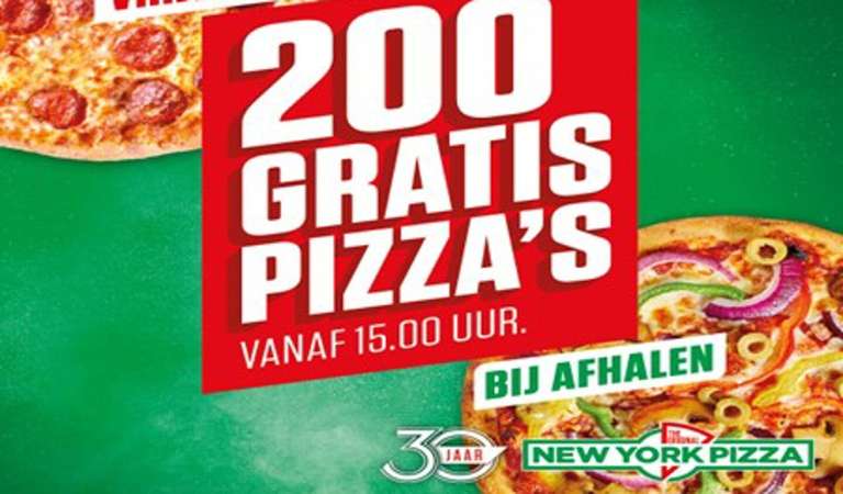 Gratis 200 pizzas bij New York Pizza in Enschede