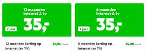 half jaar internet + TV 35,- bij kpn (looptijd 1 jaar) (of 12 mnd korting bij 24 mnd)