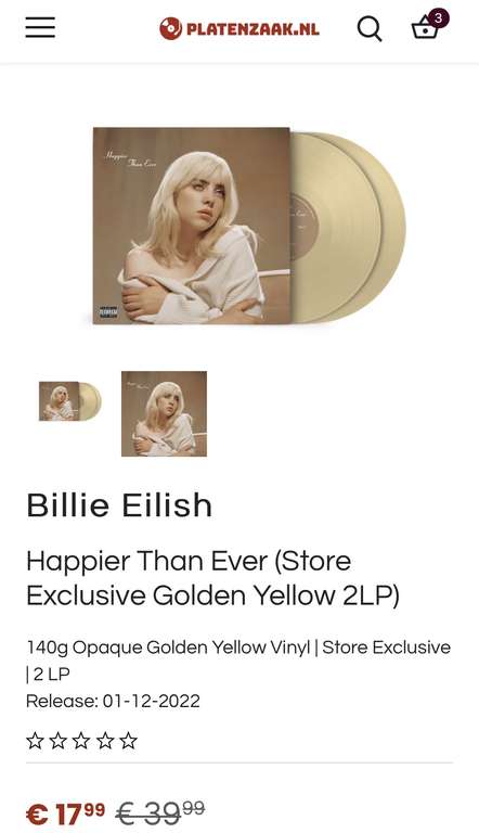 Diverse vinyl tot 70% korting o.a. Billie Eilish