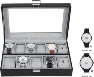 Songmics horlogebox voor 11 horloges (met 5 vakken voor grotere horloges) voor €16,99 @ Amazon NL