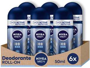 Nivea Men Cool Kick Roll-On deodorant anti-transpirant voor heren, 6 x 50 ml voor 7,13€