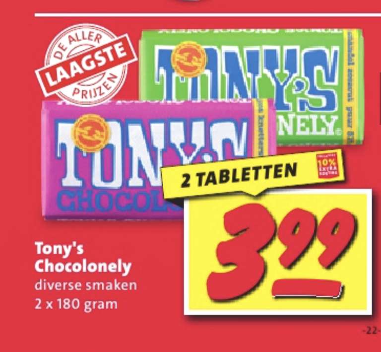 2 x Tony’s Chocolonely voor €3,99