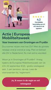 €10 gratis OV reistegoed voor inwoners van Fryslân & Groningen