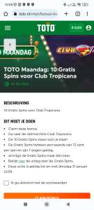 Toto Maandag: 10 Gratis Spins voor Club Tropicana