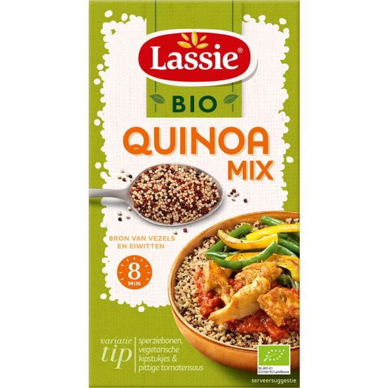 Alle Lassie nu €0,89, bijvoorbeeld Bio quinoa mix (275g) van €3,19 voor €0,89 @ AH