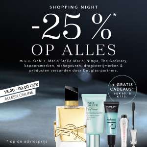 Shopping Night = 25% korting - ook op Olaplex + tot 2 beautyproducten cadeau