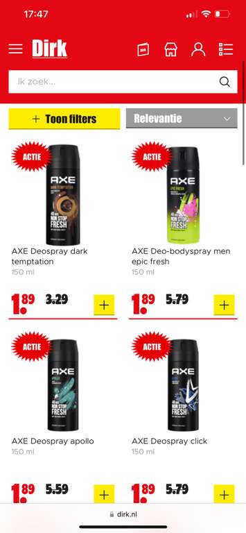 [Dirk] Axe deo spray 150ml diverse varianten
