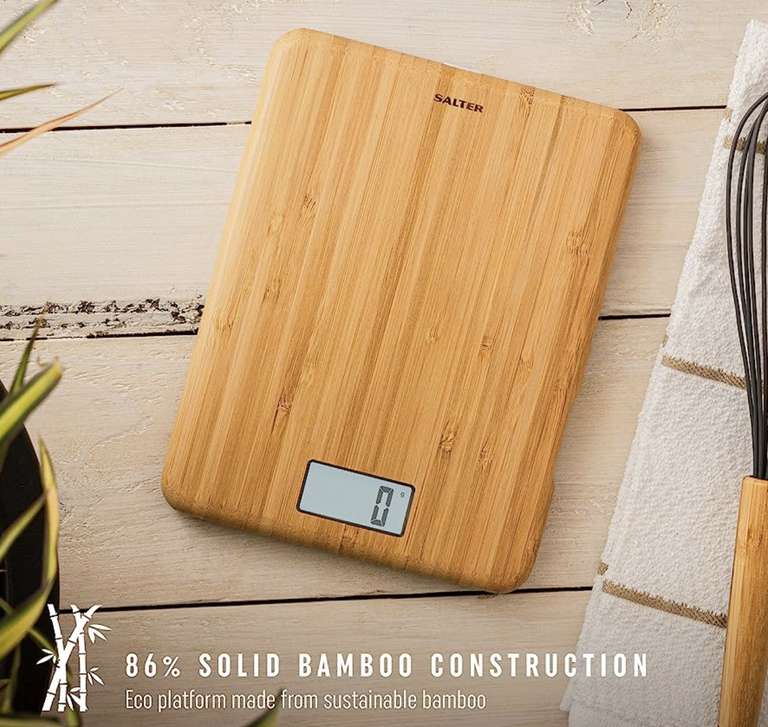 Salter Eco Bamboo usb oplaadbaar keukenweegschaal @ Amazon.nl