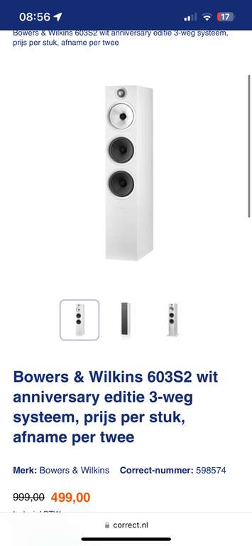 Bowers en Wilkins 603 S2 anniversary edition wit