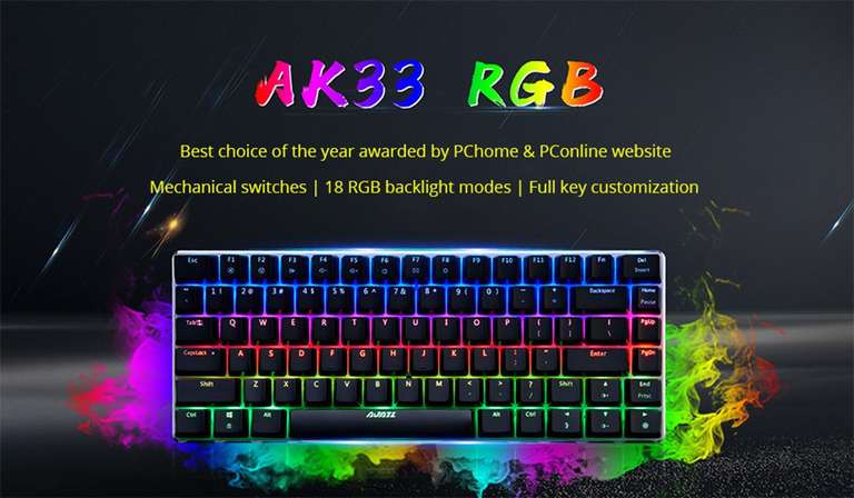 AJAZZ AK33 RGB Mechanisch gaming toetsenbord Blue Switch voor €24,99 @ Geekbuying