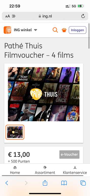 Pathé Thuis Filmvoucher – 4 films €13,00
