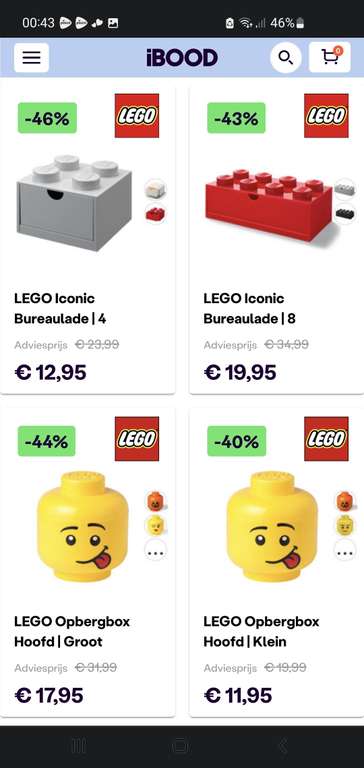 Diverse Lego woonaccessoires (o.a. opbergboxen)