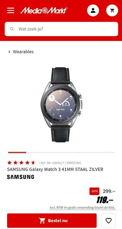 Samsung Galaxy Watch 3 - 41mm Zilver
