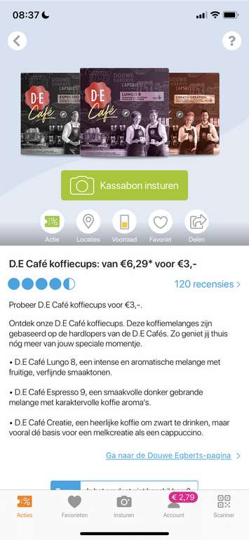[Scoupy] Douwe Egberts Café nespresso cups 20st. voor €3,-