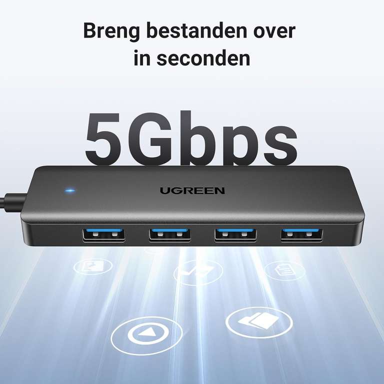 UGREEN USB Hub met 4x USB 3.0-poort voor €8,39 @ Amazon NL