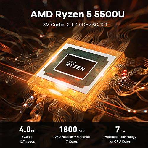 Beelink SER5 Mini PC Windows 11 Pro AMD Ryzen 5 5500U