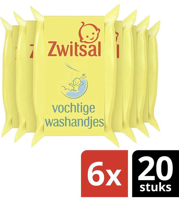Zwitsal Goedemorgen Baby Vochtige Washandjes 6x20 €11,24 || Amazon.nl