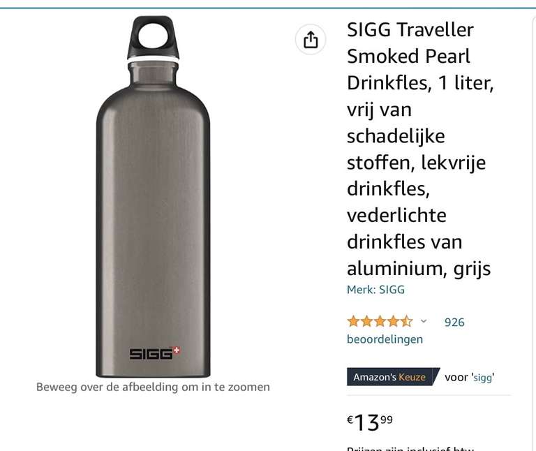 SIGG Traveller drinkfles - smoked pearl 1 liter