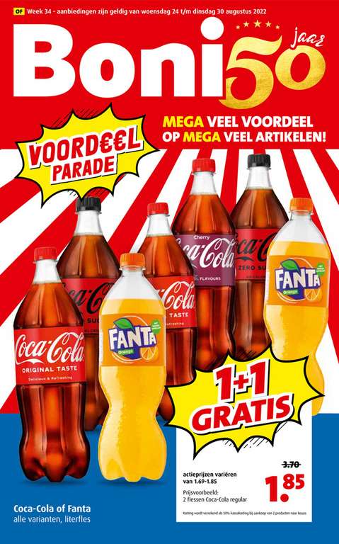 [1+1 gratis] Coca-Cola & Fanta 1L - alle varianten @ Boni