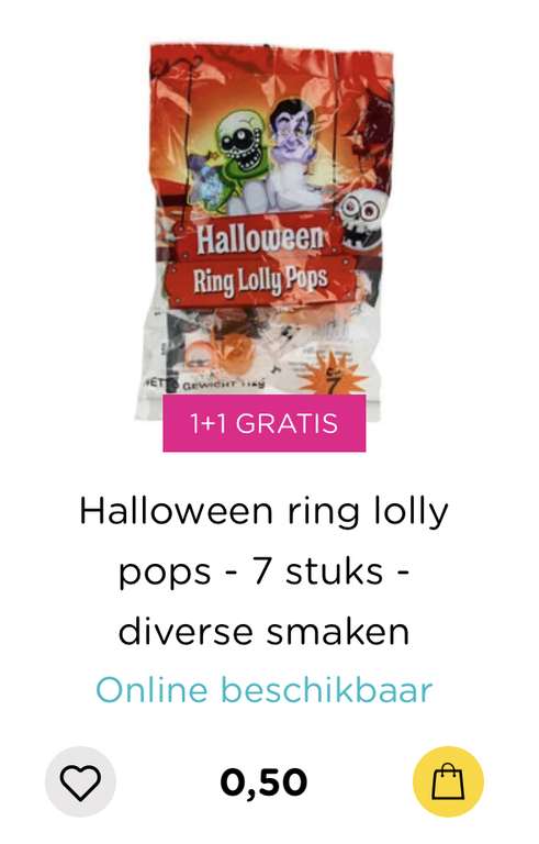[xenos] Halloween ring lolly pops - 7 stuks - diverse smaken €0,50