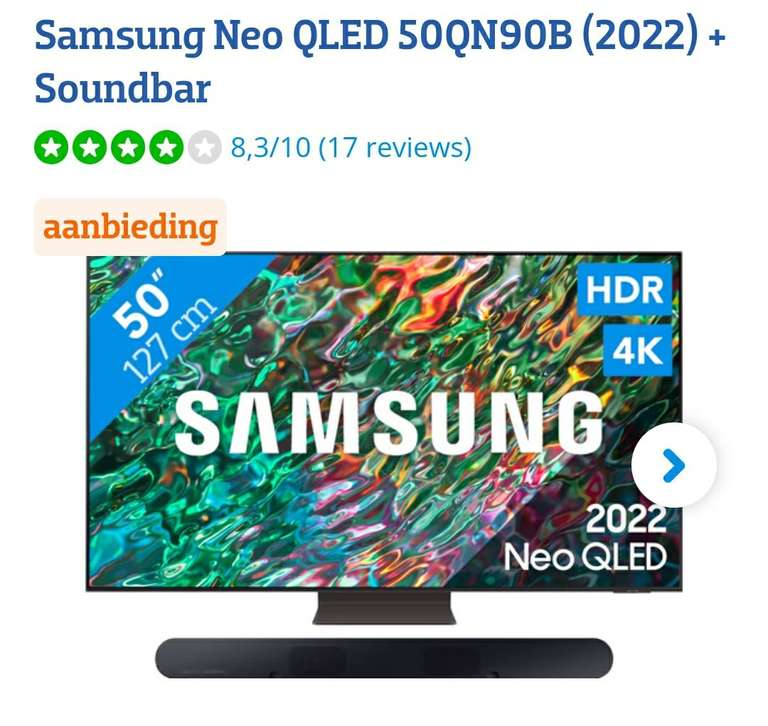 Samsung Neo QLED 50QN90B (2022) tv + Samsung HW-S60B soundbar