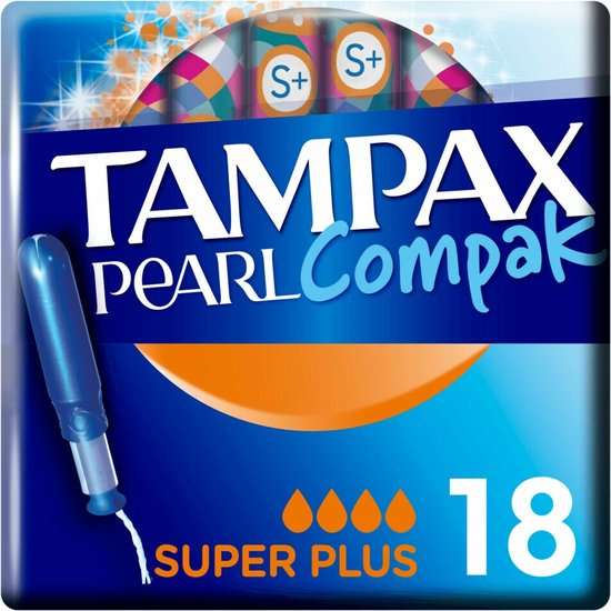 8x Tampax Pearl Compak Super Plus Tampons met Inbrenghuls (8x18 stuks)
