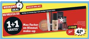 Kruidvat weekend deal MAX FACTOR & RIMMEL MAKE-UP 1+1 GRATIS en gratis verzending op actieproducten