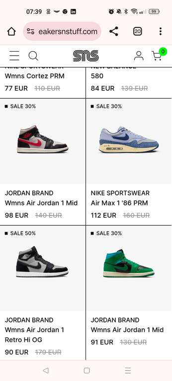 Sneakers 20% extra korting