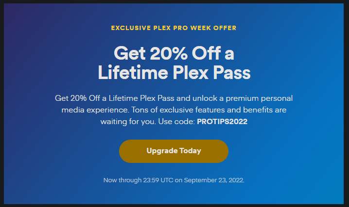 Plex - Lifetime Plex Pass 20% Korting