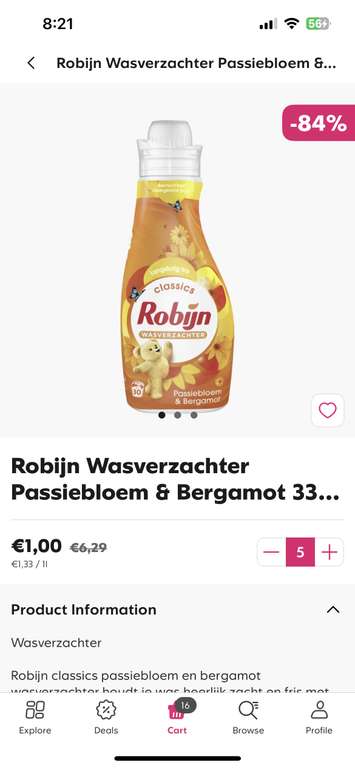 Robijn wasverzachter voor €1
