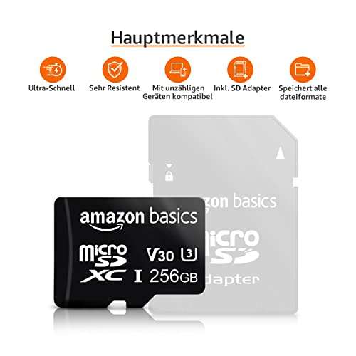 Amazon Basics - MicroSDXC 256GB with SD Adapter A2 U3