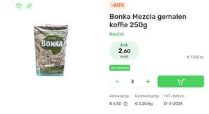 2 x Nestlé Bonka Mezcla gemalen koffie 250g (kiloprijs €5,20)
