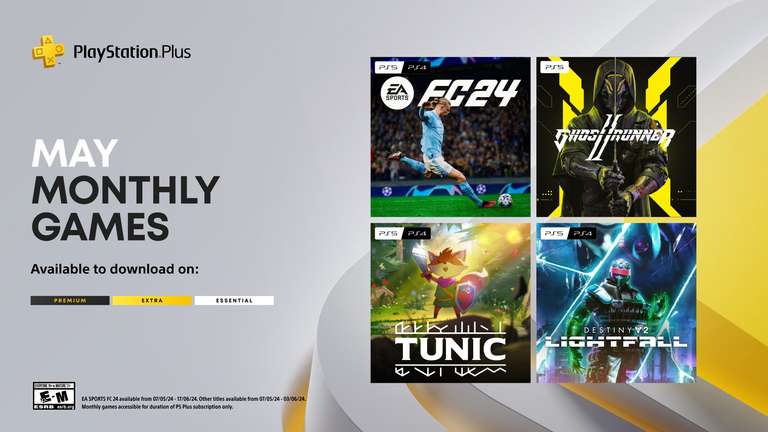 Playstation Plus Essential games van mei 2024: EA Sports FC 24, Ghostrunner 2, Tunic, Destiny 2: Lightfall