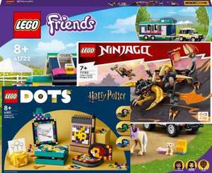 LEGO Friends Paardenshow aanhangwagen (41722), LEGO Ninjago Cole’s Aardedraak EVO (71782) en Lego Dots Zweinstein Burea (41811) @ Amazon NL