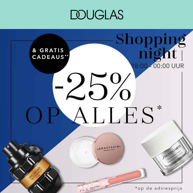 Vanaf 18u: Shopping Night = 25% korting + tot 3 beauty producten cadeau