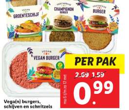 Alle Vegan Burgers, Schijven & Schnitzels voor €1 @Lidl