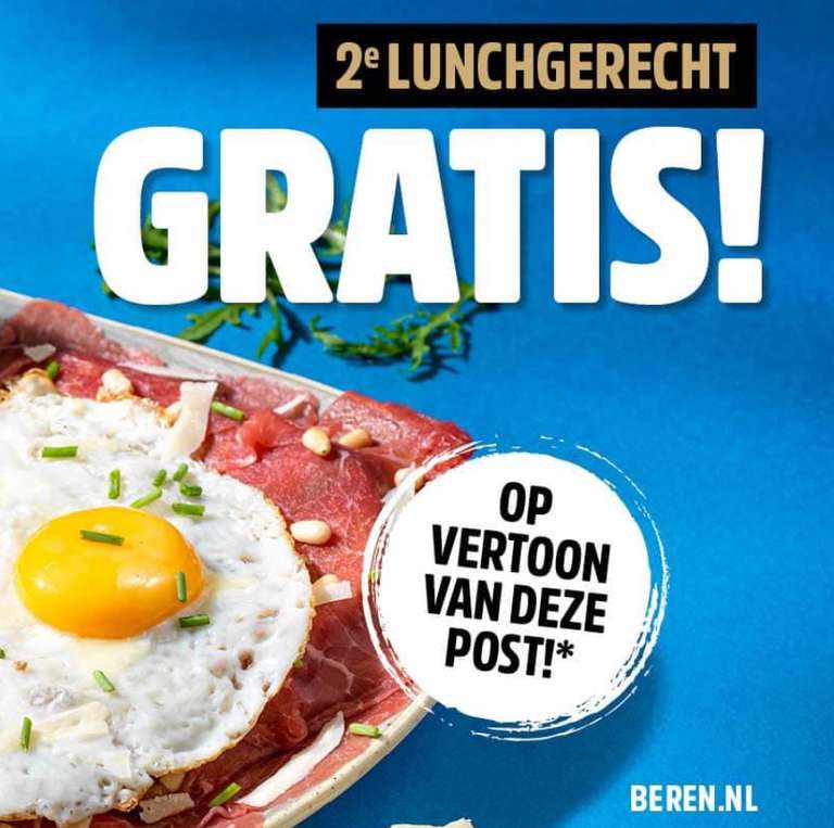 2e lunch gratis bij De Beren Veenendaal