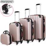Monzana 4-delige hardcase kofferset rosé | Met cijferslot @ DeubaXXL