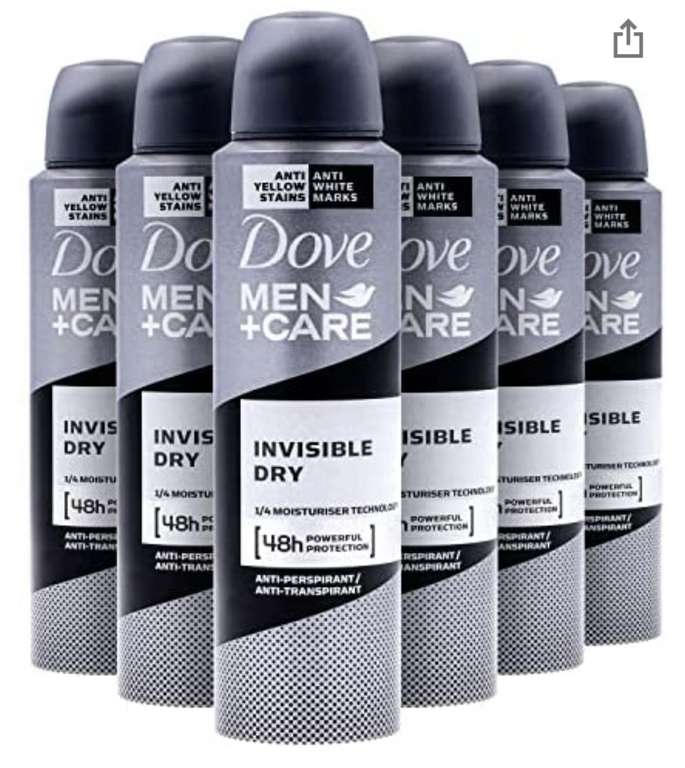 [Prime] Dove Men+Care Invisible Dry Anti-Transpirant Spray 6 x 150 ml