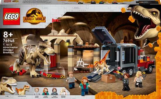 LEGO Jurassic World T. Rex & Atrociraptor Dinosaurus Ontsnapping (76948)