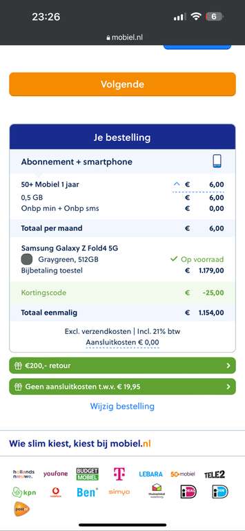 Samsung Galaxy Z Fold4 512gb voor €1026,- bij mobiel.nl (bij mediamarkt €1919,-)