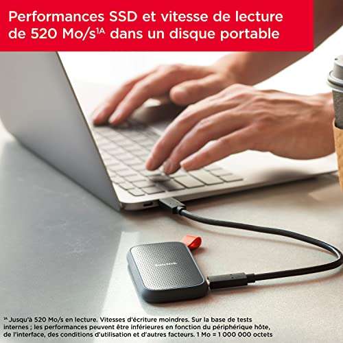 SanDisk Portable SSD 2TB | USB-C | 520MB/s Leessnelheid | 96.9x46.9x9.91mm