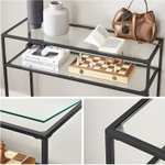 VASAGLE side table van gehard glas & metaal - 100 x 35 x 80cm