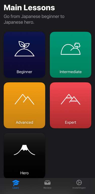 Gratis app Nihongo Japans leren, alleen voor Apple gebruikers.