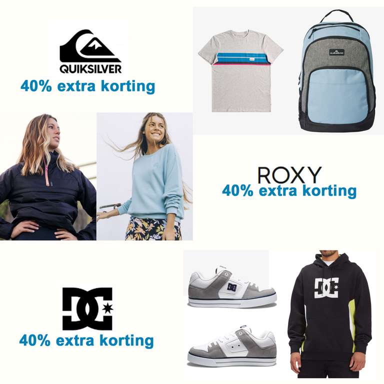 Quiksilver | DC Shoes | ROXY: 40% extra korting bovenop sale